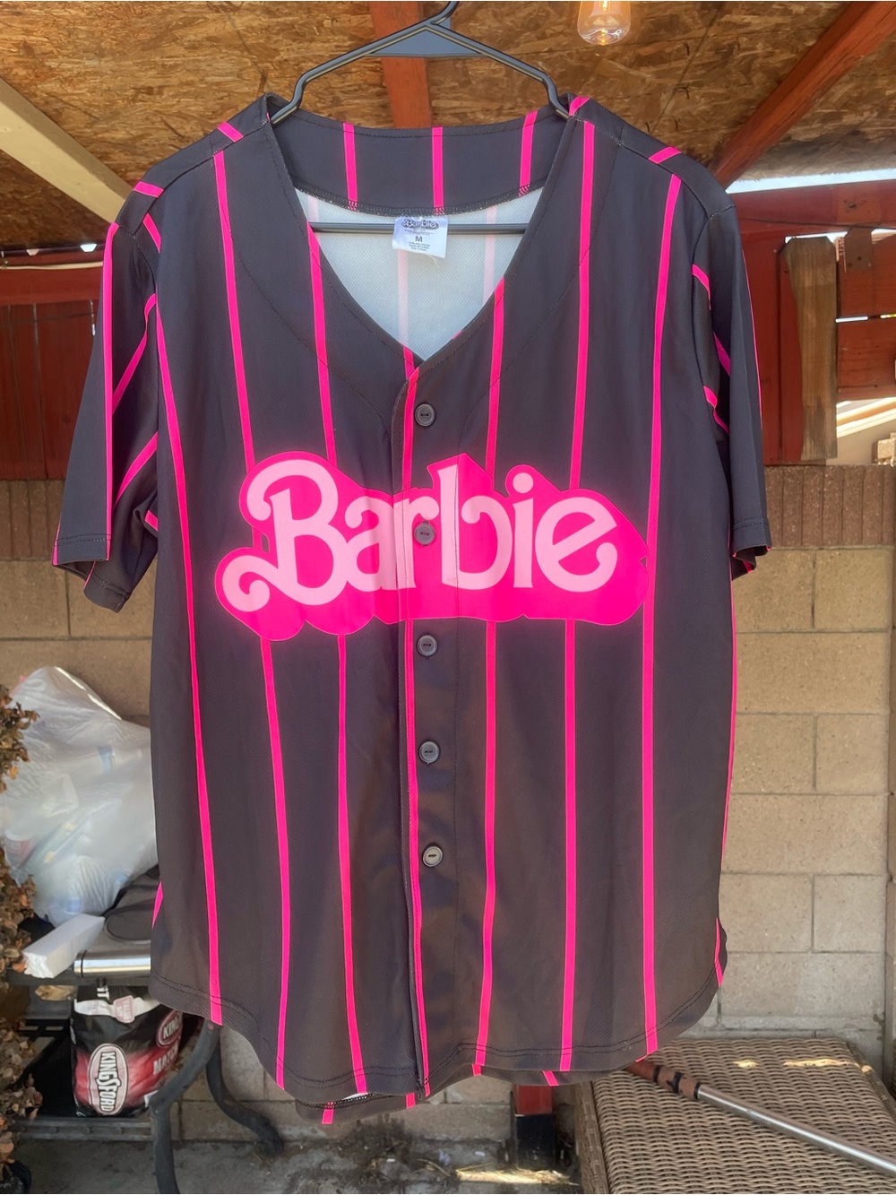 Barbie Black Jersey with Neon Pink Stripes and Logo